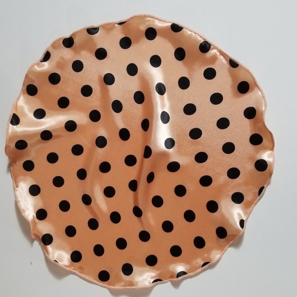 NEW 2-in-1 Black Dot on Peach Pouf Round Pocket Square - Picture 3 of 6